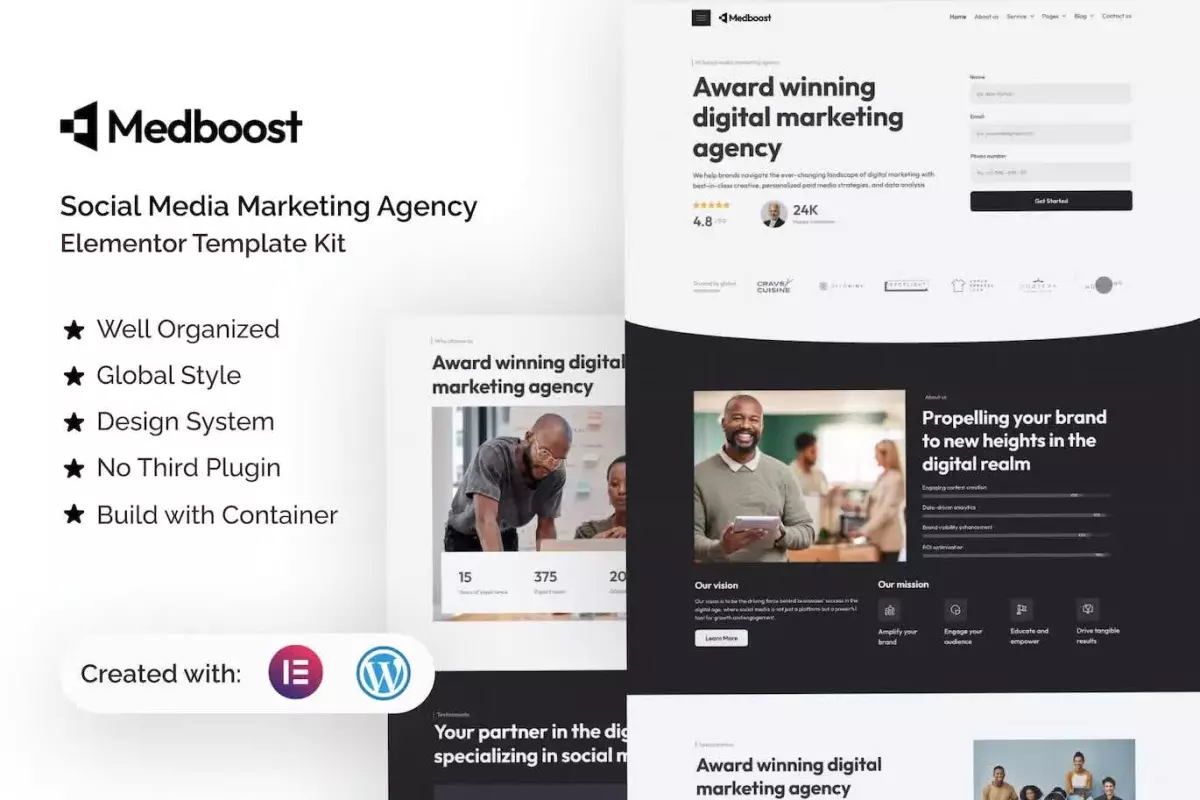 Medboost - Social Media Marketing Agency Elementor Template