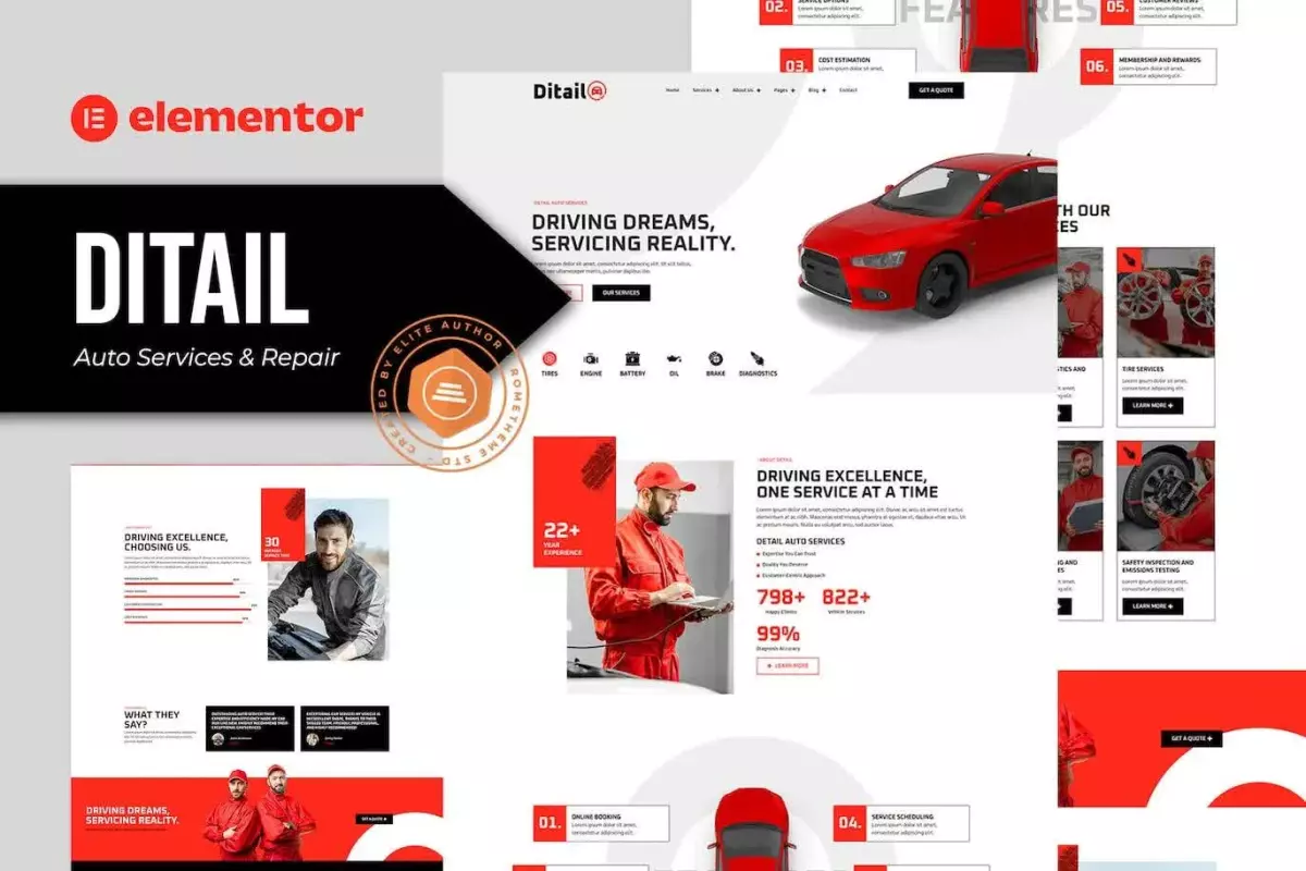 Ditail - Auto Services &amp; Repair Elementor Pro Template