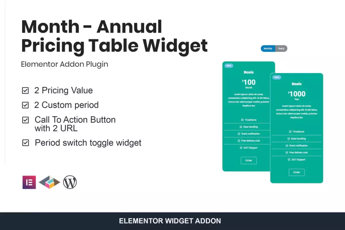 Month - Annual Pricing Table Widget For Elementor 1.2.3