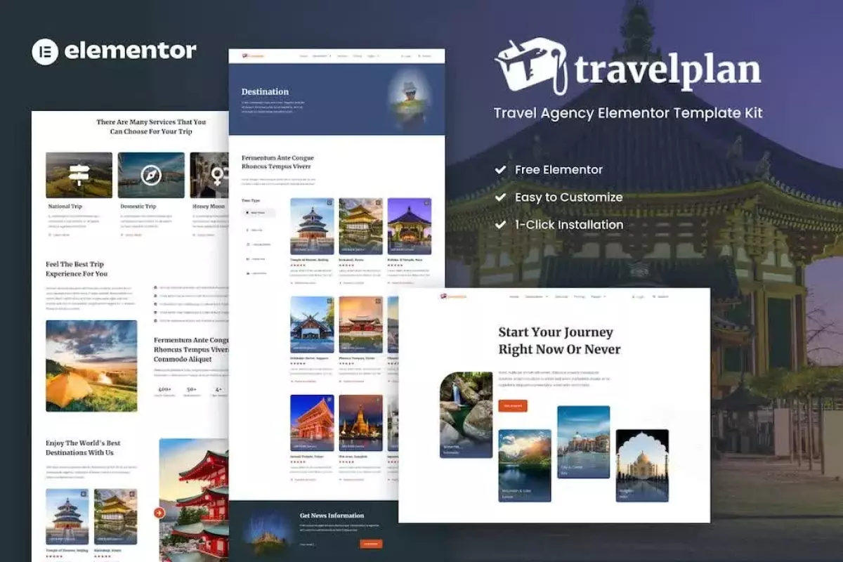 Travelplan - Tour &amp; Travel Agency Elementor Template