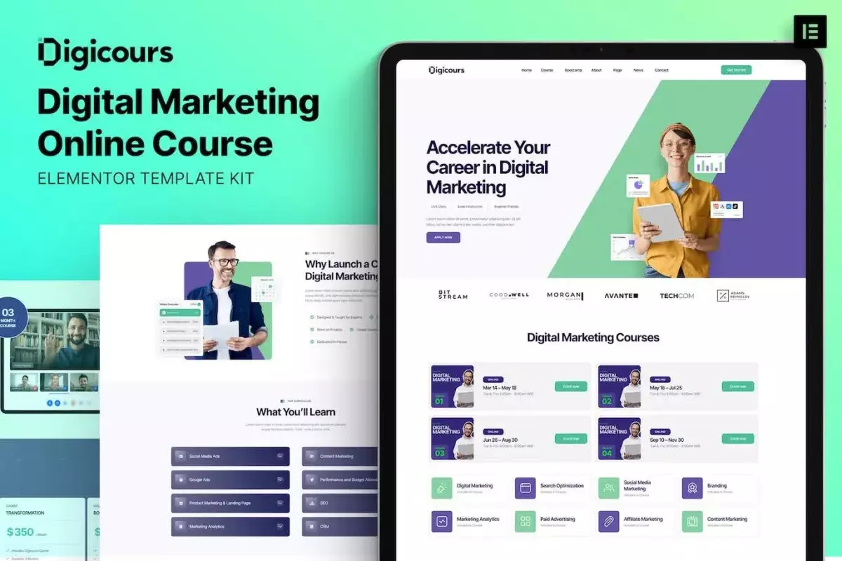 Digicours - Digital Marketing Online Course Elementor Template