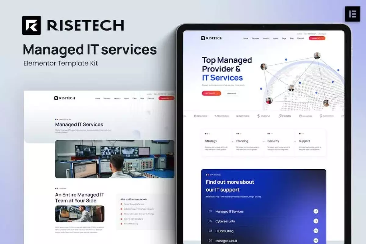 Risetech - Managed IT Services Elementor Template