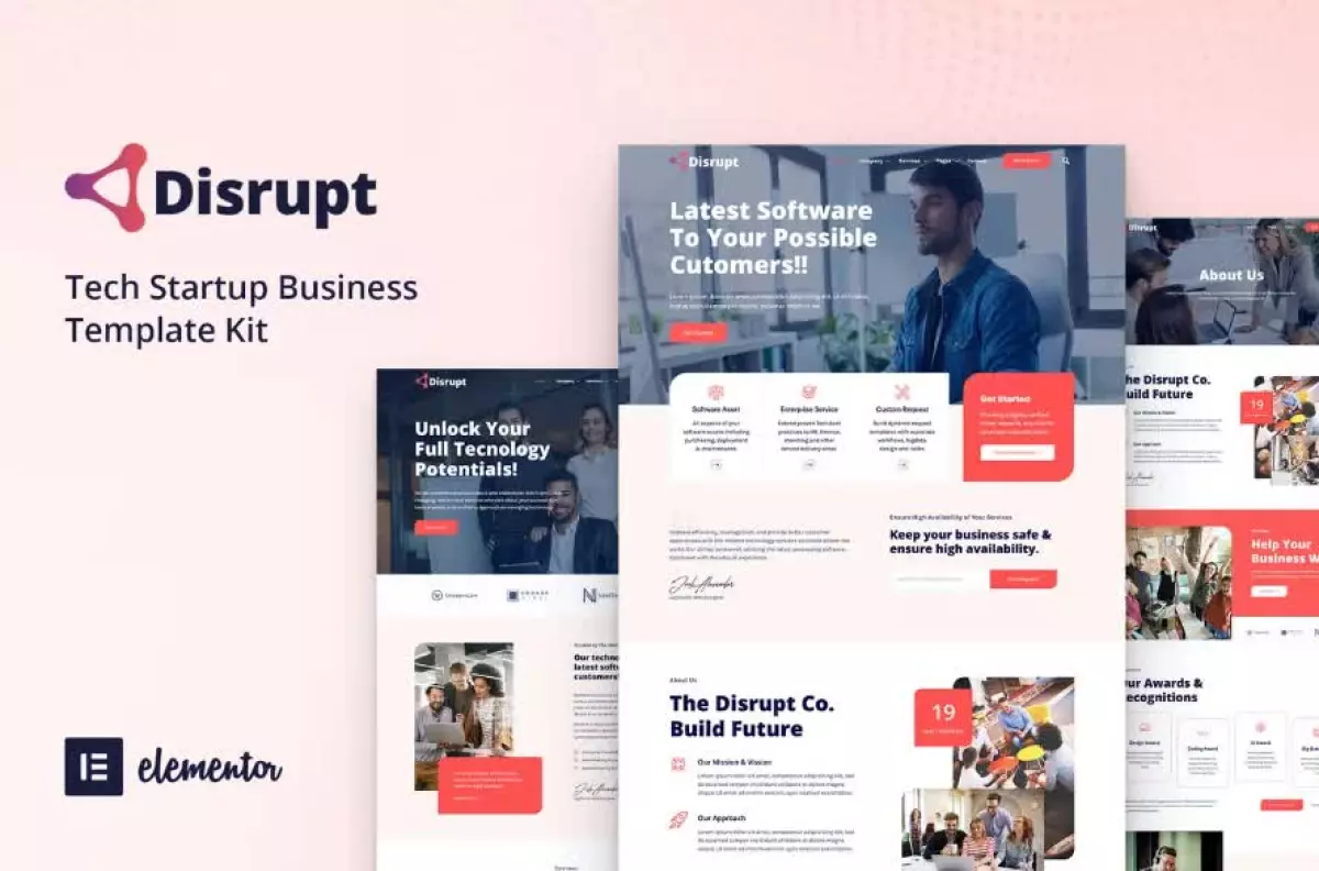 Disrupt - Tech Startup Business Elementor Template