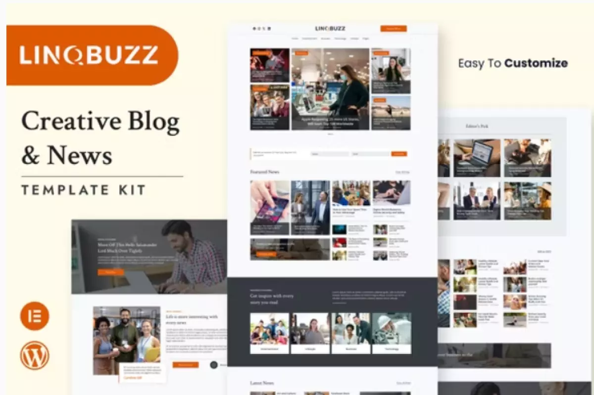 Linqbuzz - Blog &amp; Magazine Elementor Pro Template Kit