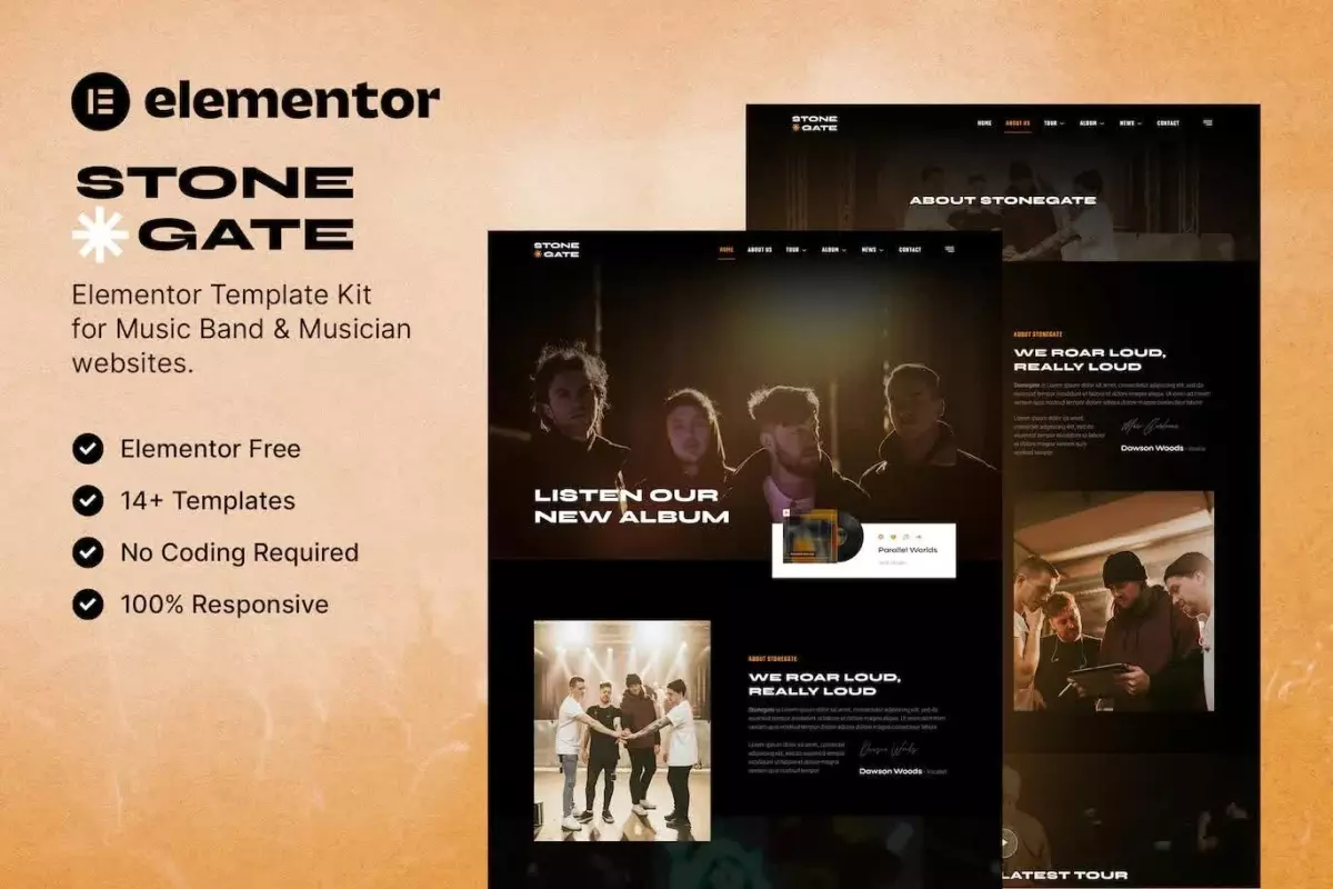 Stonegate – Music Band &amp; Musician Elementor Template