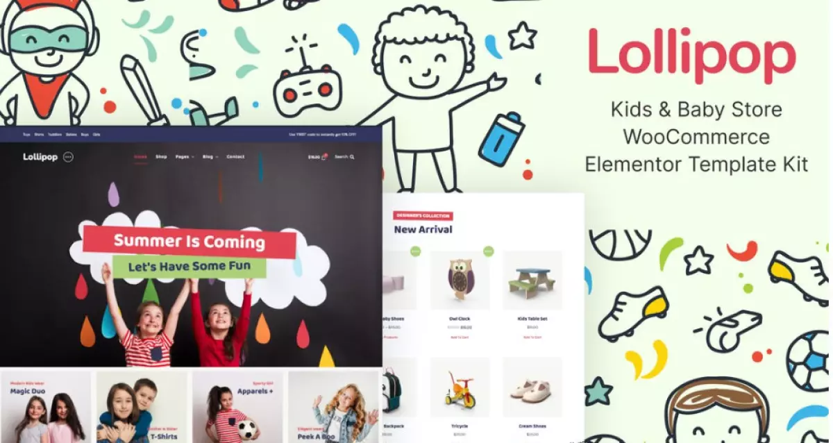 Lollipop – Kids &amp; Baby Store WooCommerce Elementor Template Kit