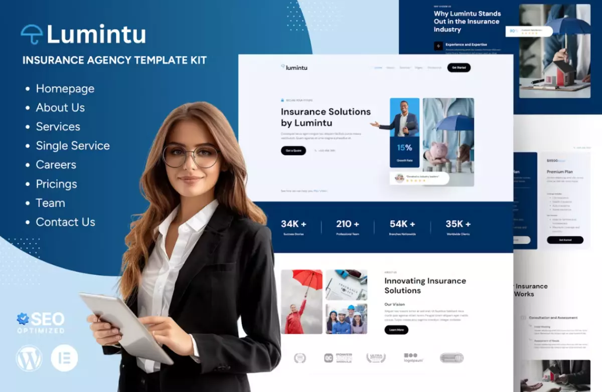 Lumintu – Insurance Agency Elementor Template Kit