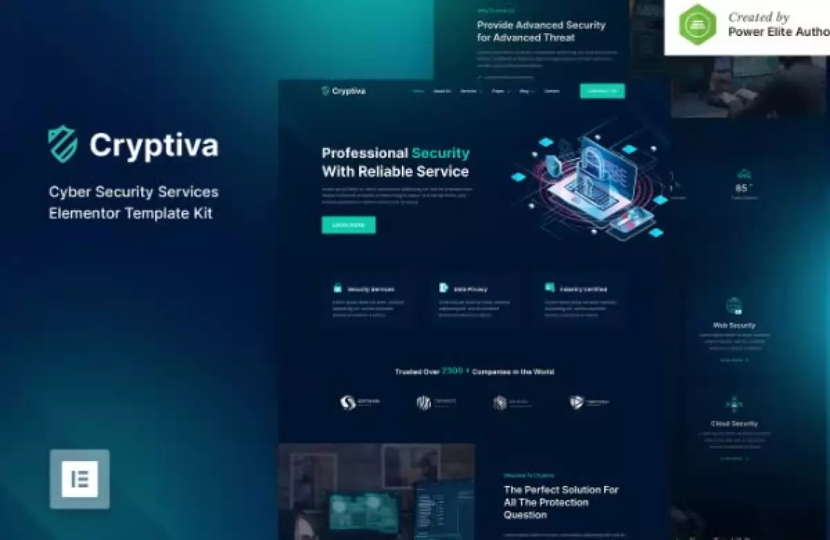 Cryptiva – Cyber Security Services Elementor Template