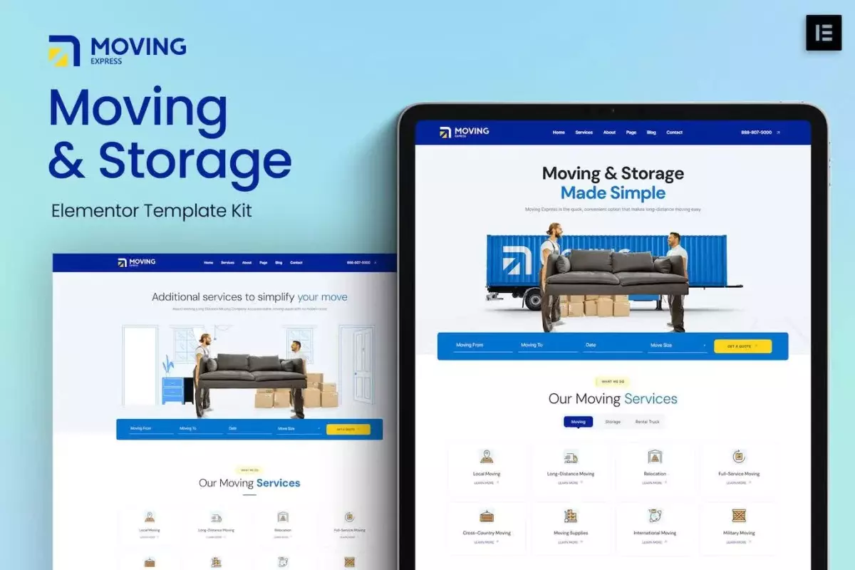 MovingExpress - Moving &amp; Storage Company Elementor Template