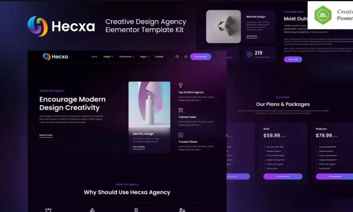 Hecxa – Creative Design Agency Elementor Template