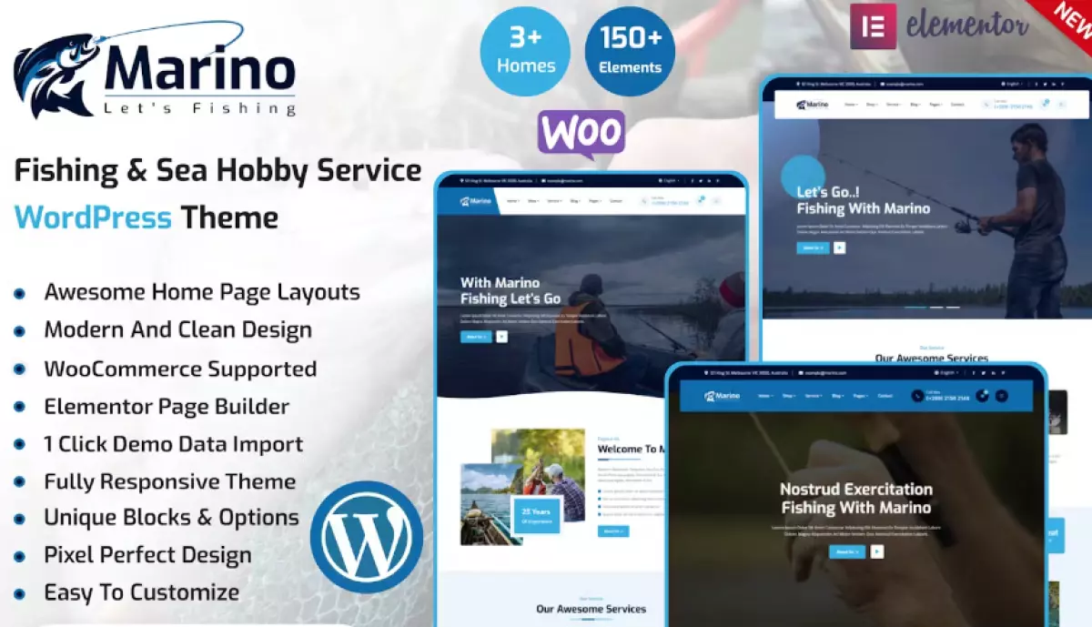 Marino - Fishing &amp; Sea Hobby WordPress Theme