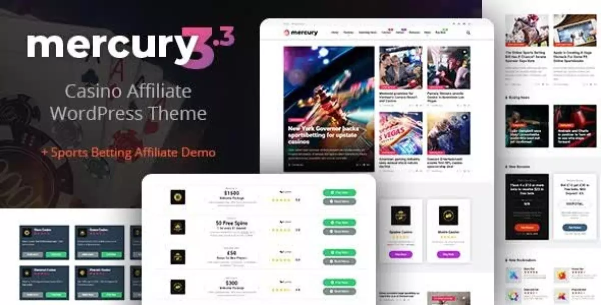 Mercury - Affiliate WordPress Theme. Casino, Gambling & Other Niches. Reviews & News 3.9.6