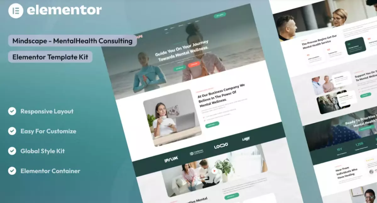 Mindscape – Mental Health Consulting Elementor Template Kit