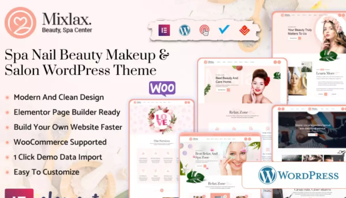 Mixlax &#8211; Beauty Spa Wellness Salon Makeup Shop WordPress Theme