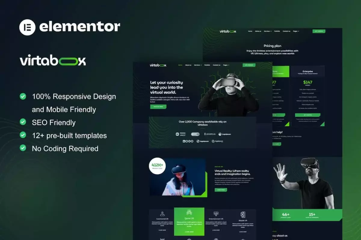 VirtaBox - Virtual Reality Services Elementor Template