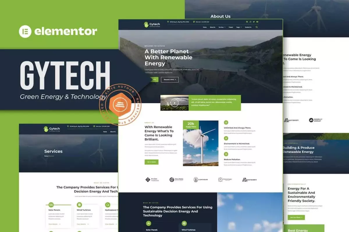 Gytech - Green Energy &amp; Technology Elementor Pro Template