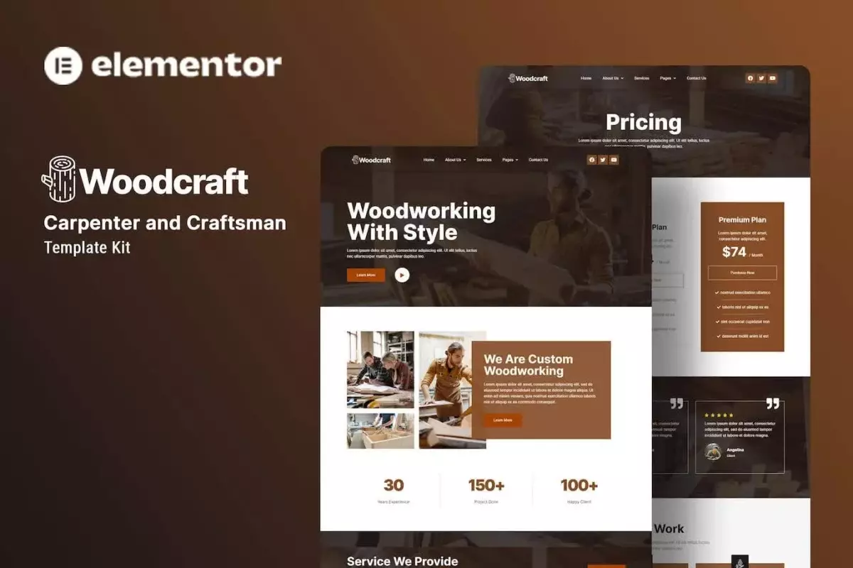 Woodcraft - Carpenter &amp; Craftsman Elementor Template