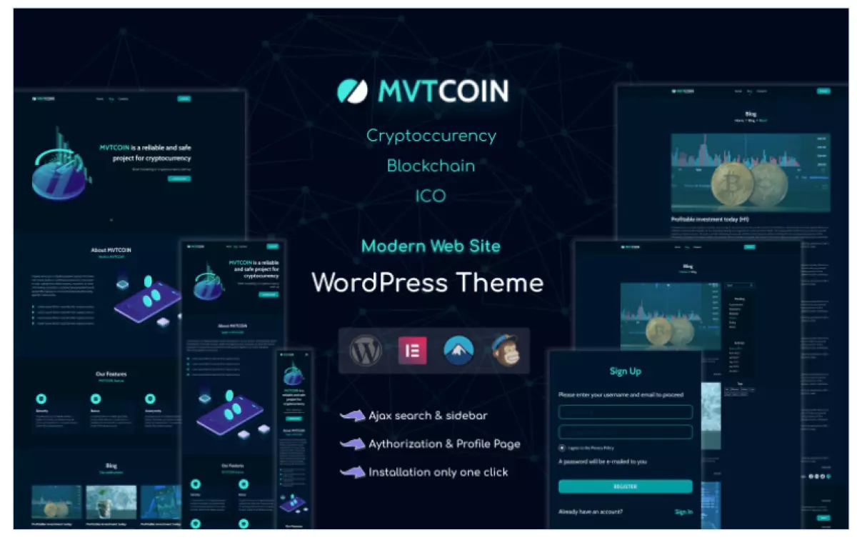 MVTCoin - Cryptocurrency - Bitcoin WordPress Theme