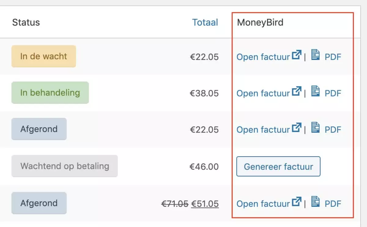 Moneybird API integration for WooCommerce