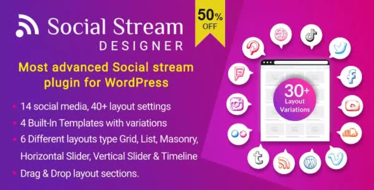 [WISH] Social Stream Designer - Instagram Facebook Twitter Feed - Social media Feed Grid Gallery