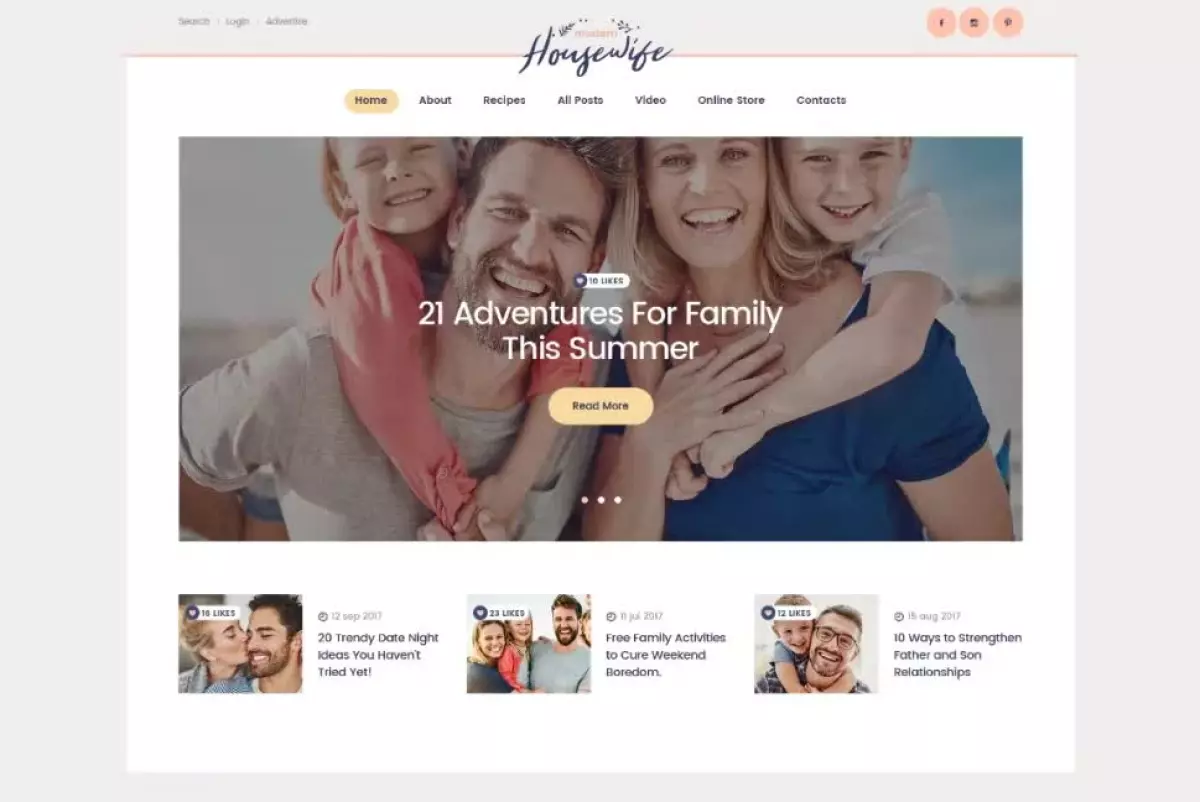 Modern Housewife - Beautiful Housewife’s & Family Blog WordPress Theme