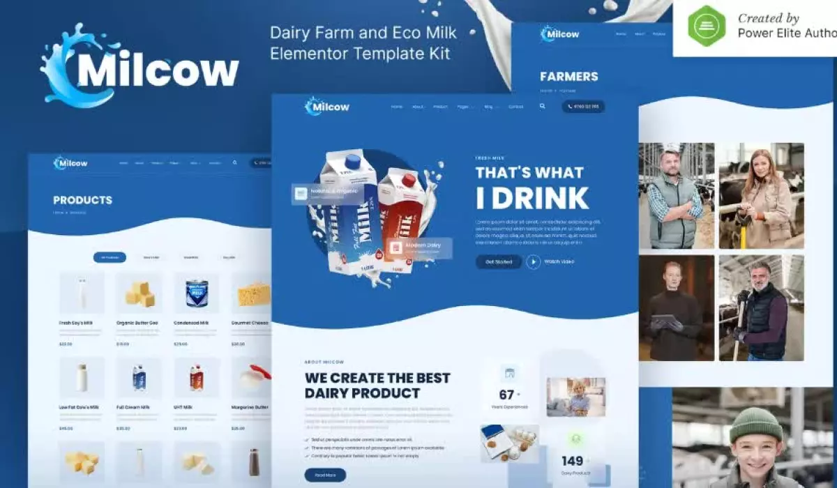 Milcow – Dairy Farm & Eco Milk Elementor Template