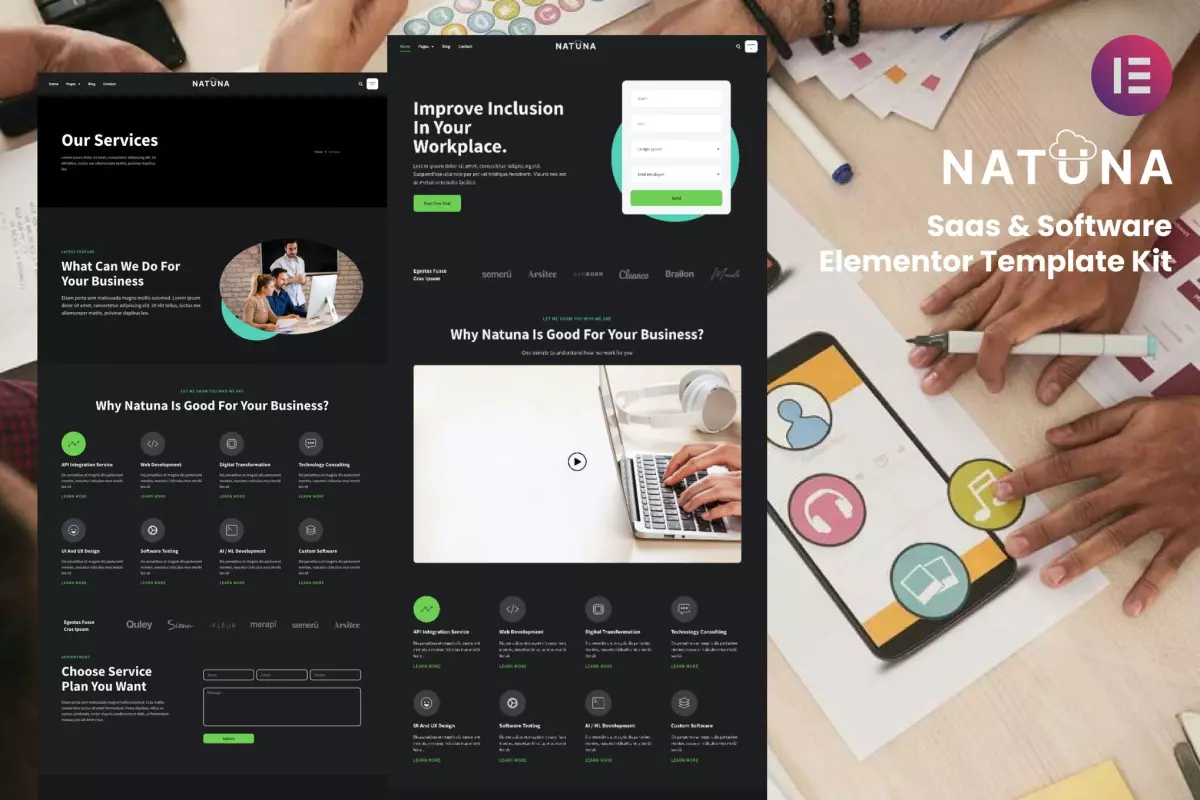 Natuna - Saas &amp; Software Elementor Template Kit