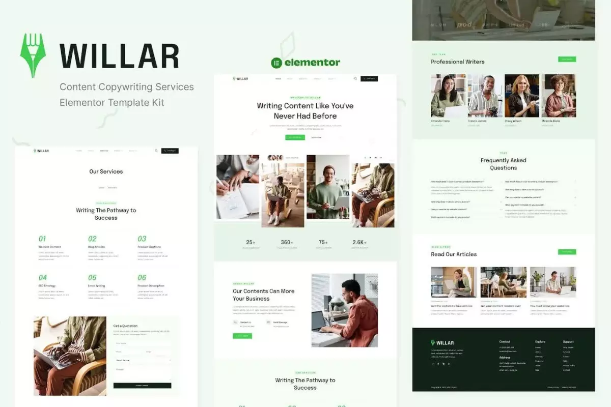 Willar - Content Copywriting Services Elementor Template