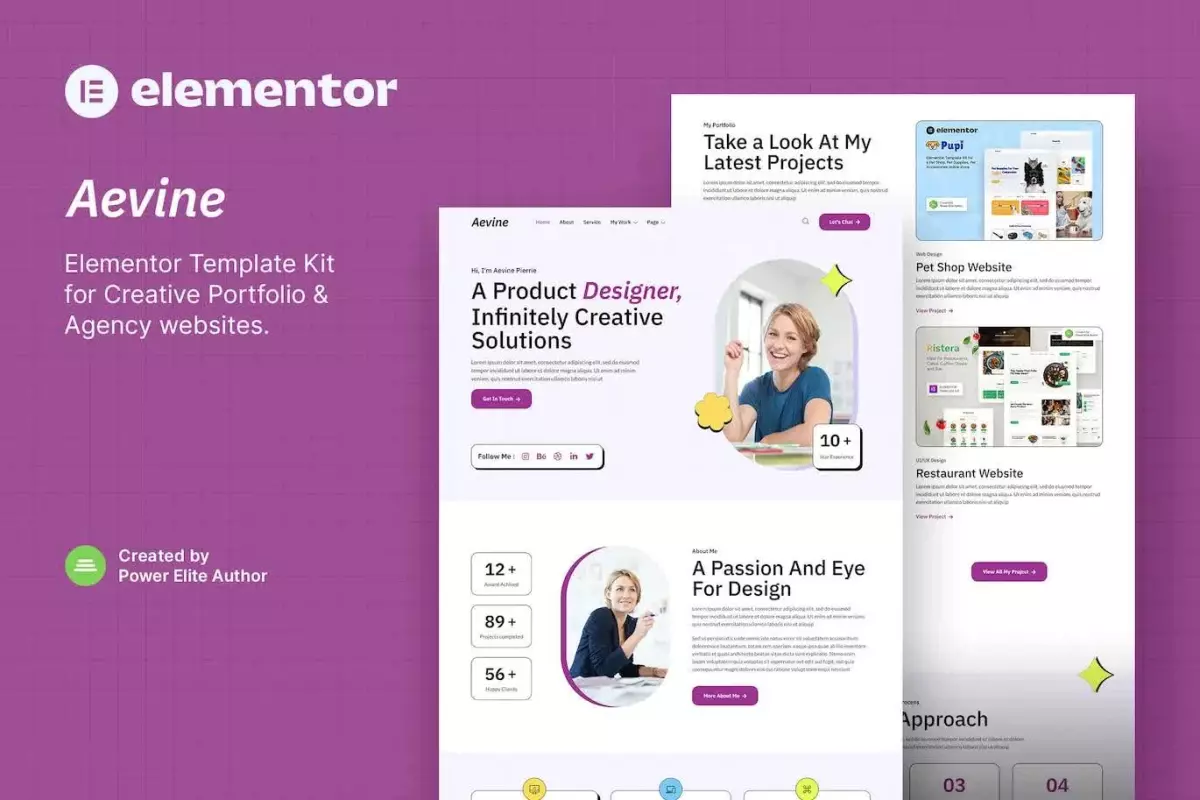 Aevine – Creative Portfolio &amp; Agency Elementor Template