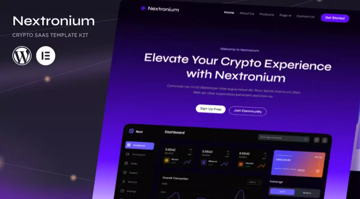 Nextronium – Crypto SaaS Elementor Template Kit