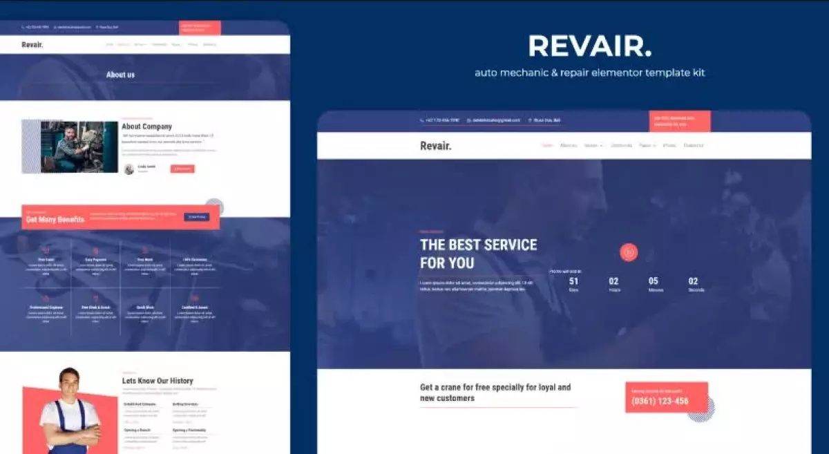 Revair - Auto Mechanic & Repair Elementor Template