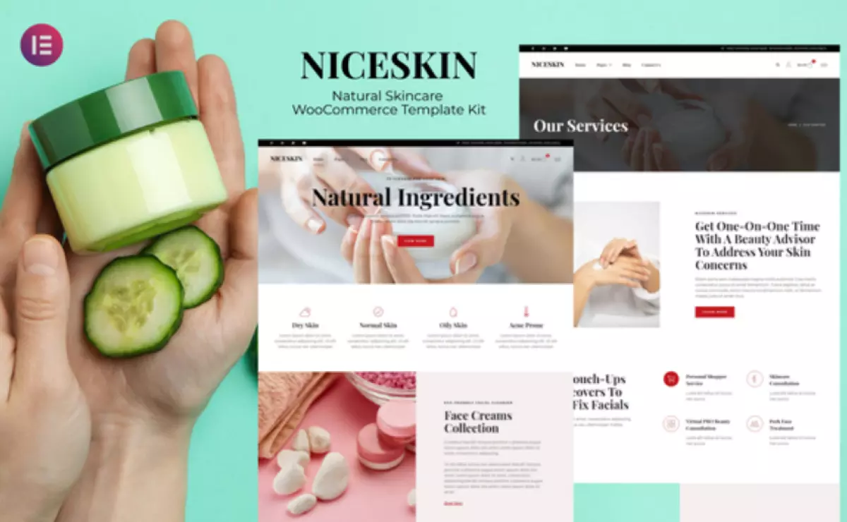 Niceskin – Natural Skincare Elementor Template Kit