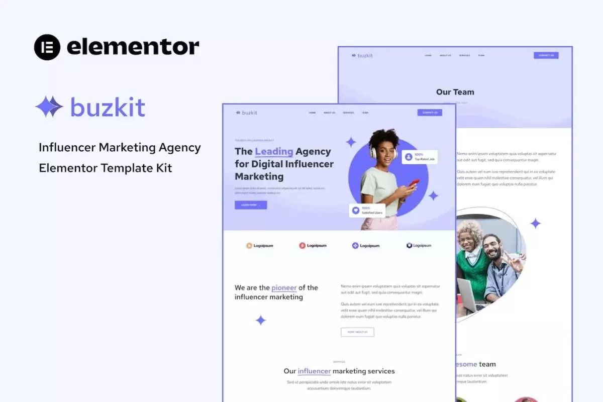 Buzkit - Influencer Marketing Agency Elementor Template