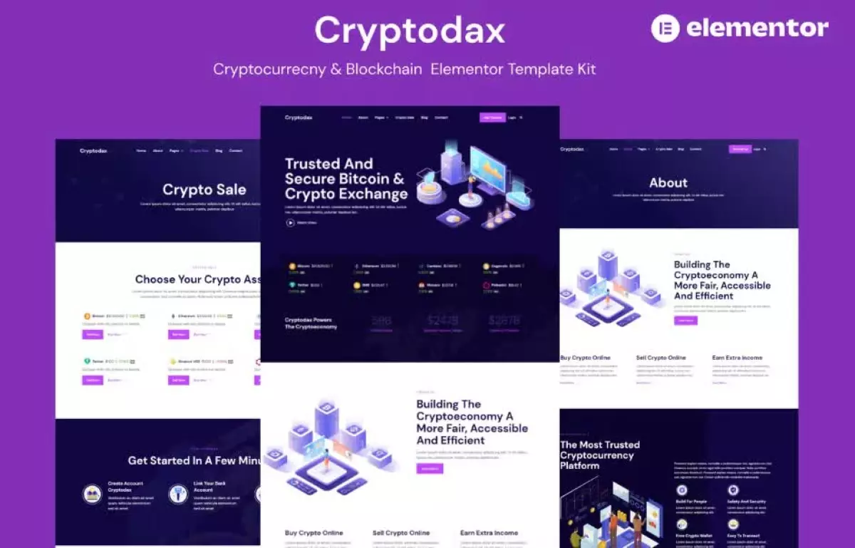 Cryptodax - Cryptocurrency & Blockchain Elementor Template Kit