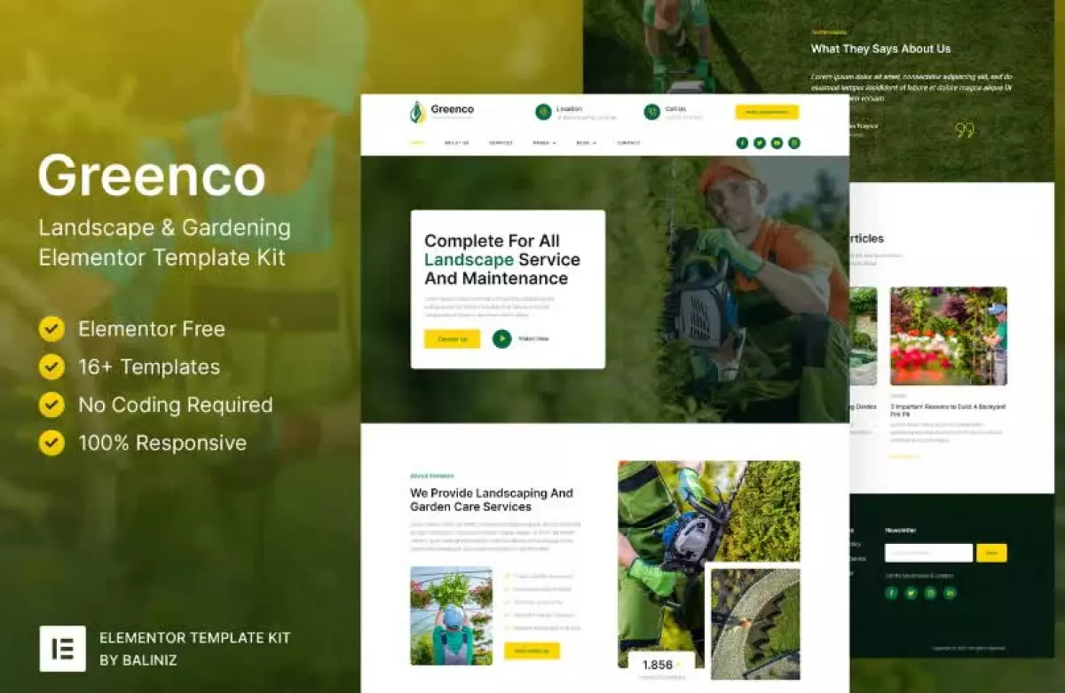Greenco – Landscaping & Gardening Elementor Template