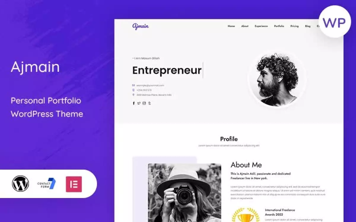 Ajmain – Portfolio Landing Page WordPress Theme