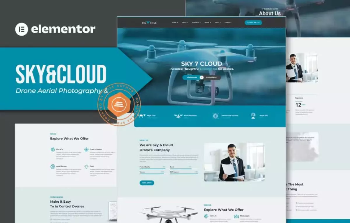 Sky&Cloud - Drone Aerial Photography & Videography Elementor Template