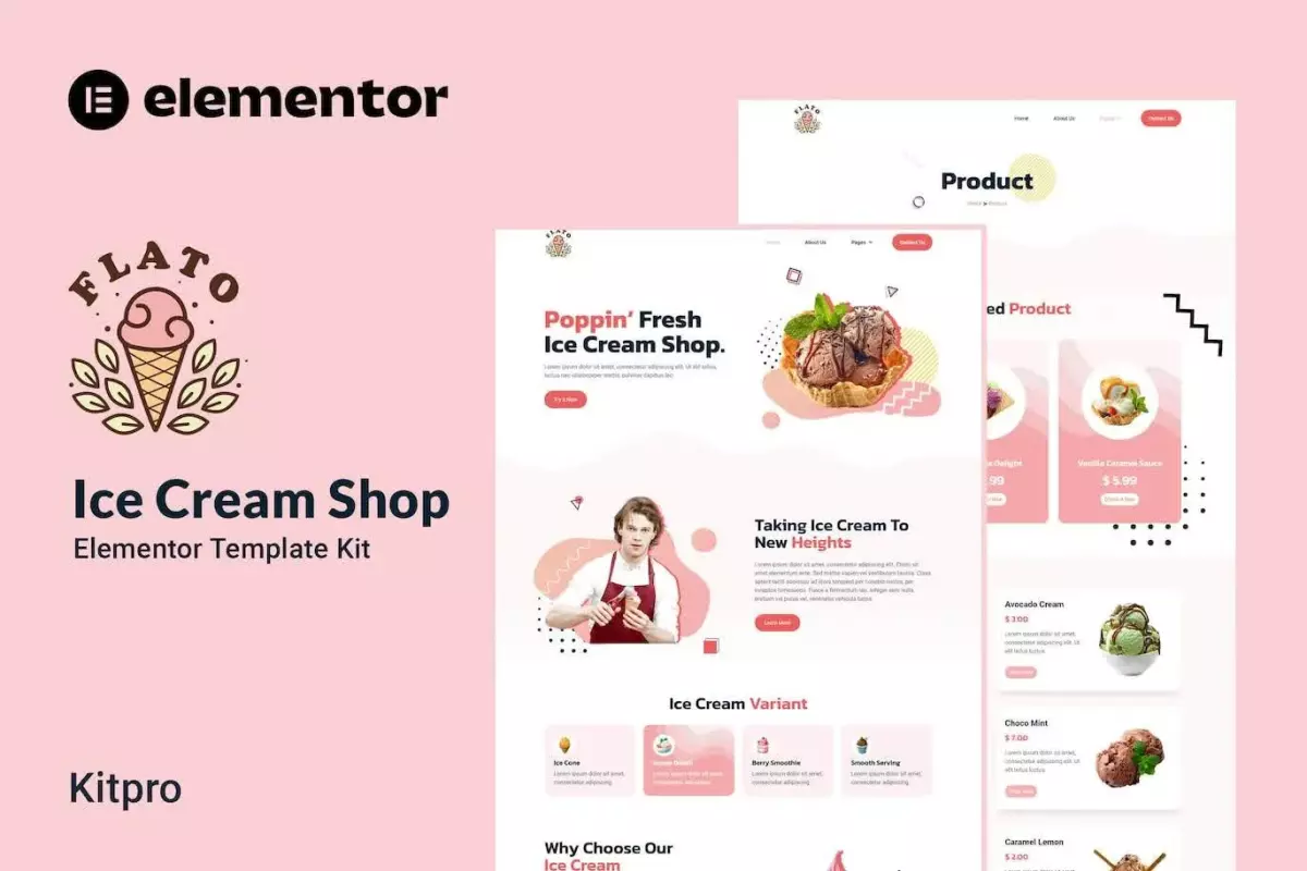 Flato - Ice Cream Shop Elementor Template