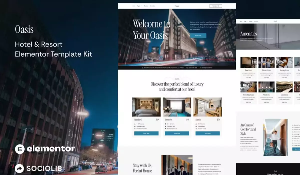 Oasis – Hotel &amp; Resort Elementor Template Kit