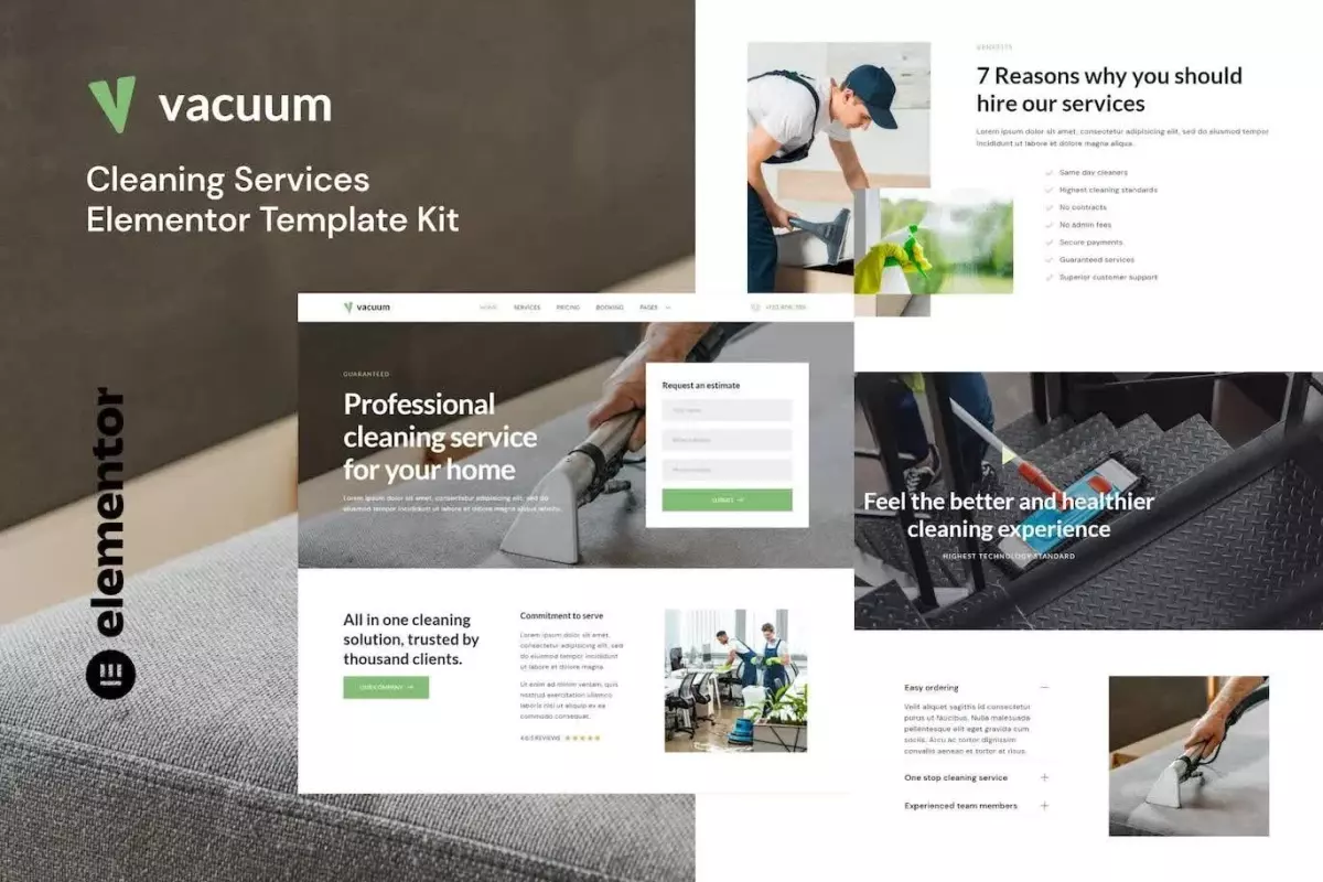 Vacuum - Cleaning Services Company Elementor Template