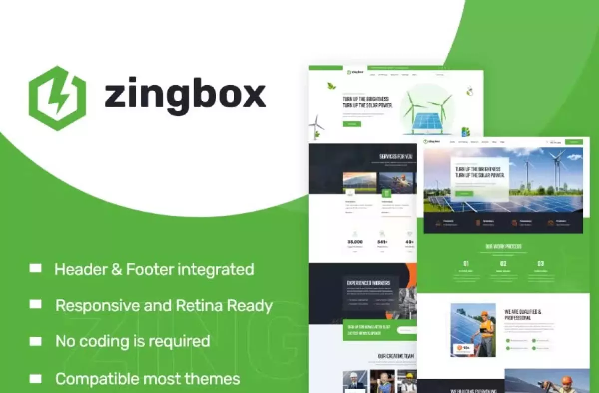 Zingbox – Wind & Solar Energy Elementor Template