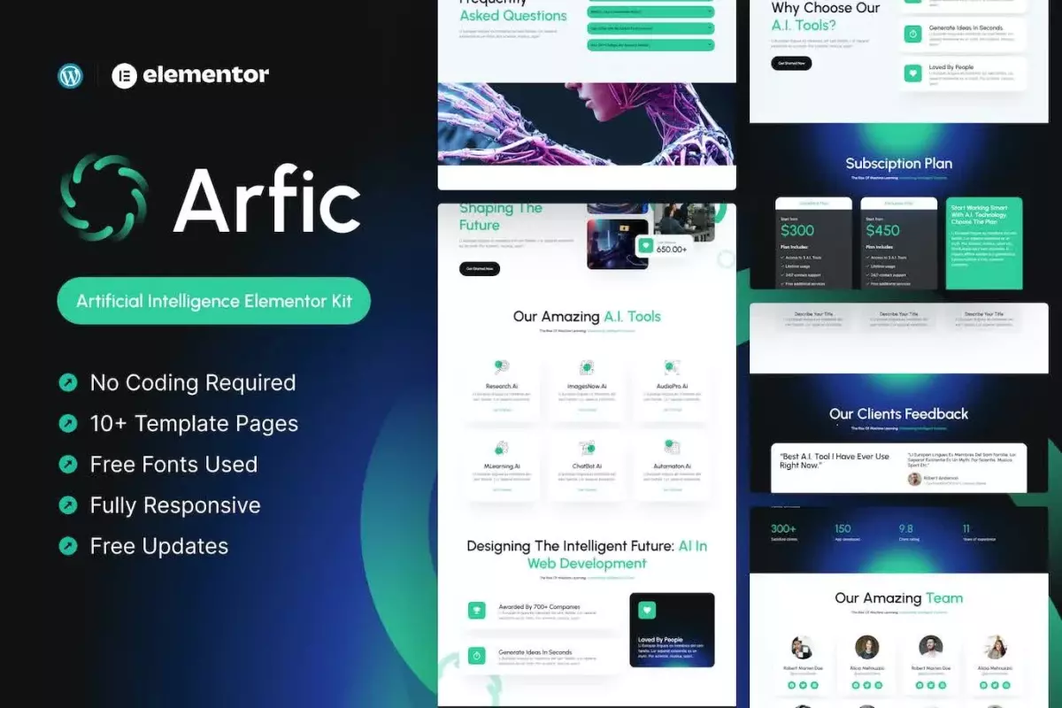 Arfic - Artificial Intelligence Elementor Pro Template