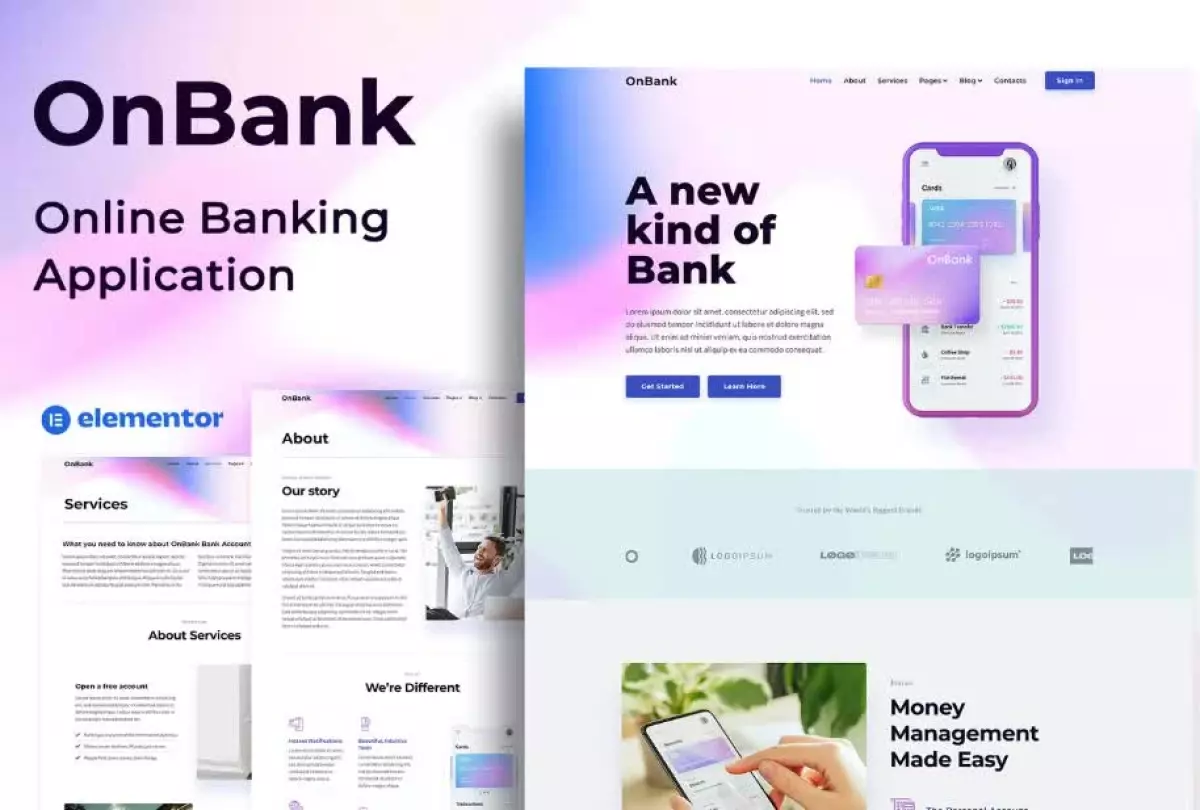 OnBank - Online Banking & Money Transfers - Elementor