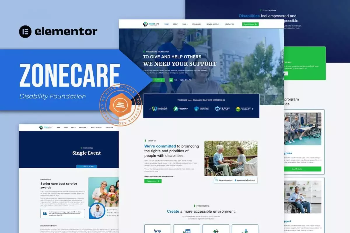 Zonecare - Disability Foundation Elementor Template