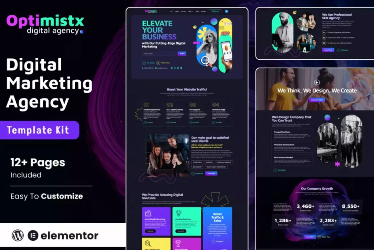 Optimistx – SEO &amp; Digital Agency Elementor Template Kit