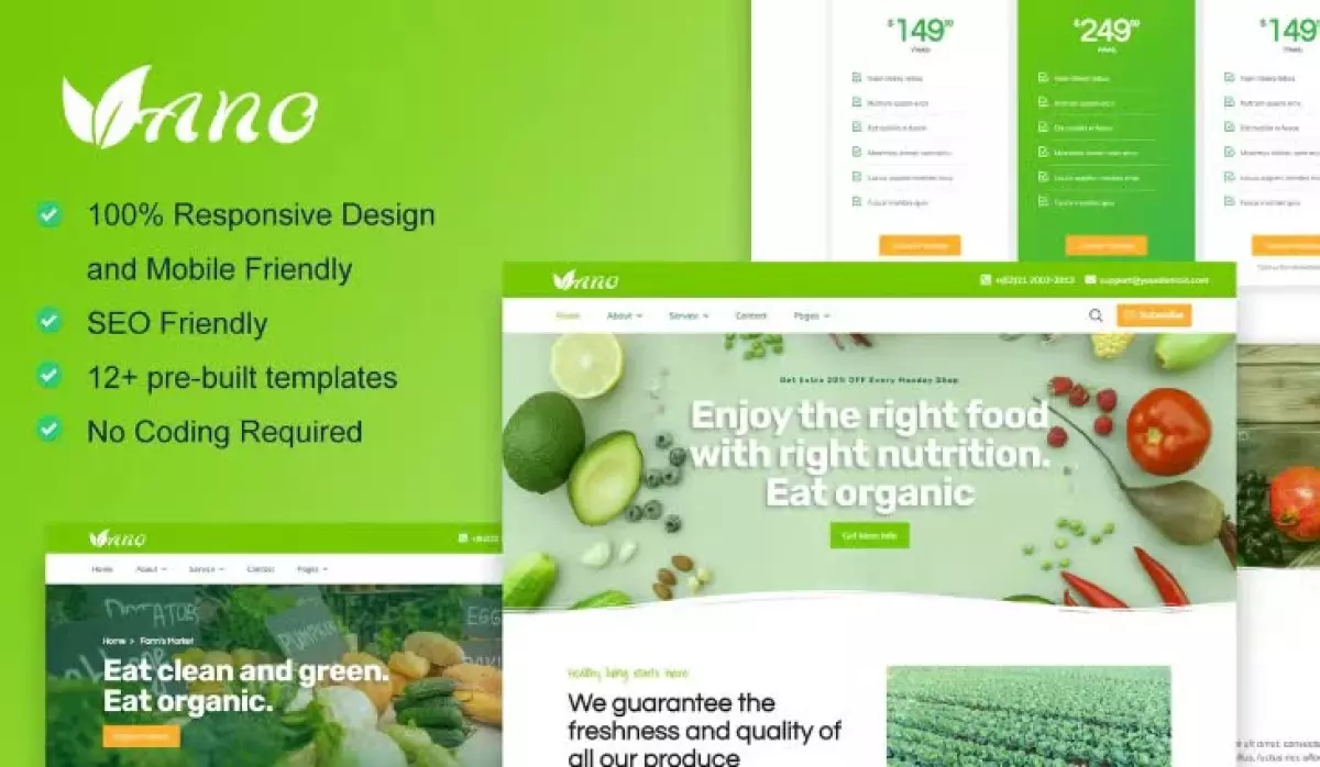 Vano - Organic Food & Agriculture Elementor Template