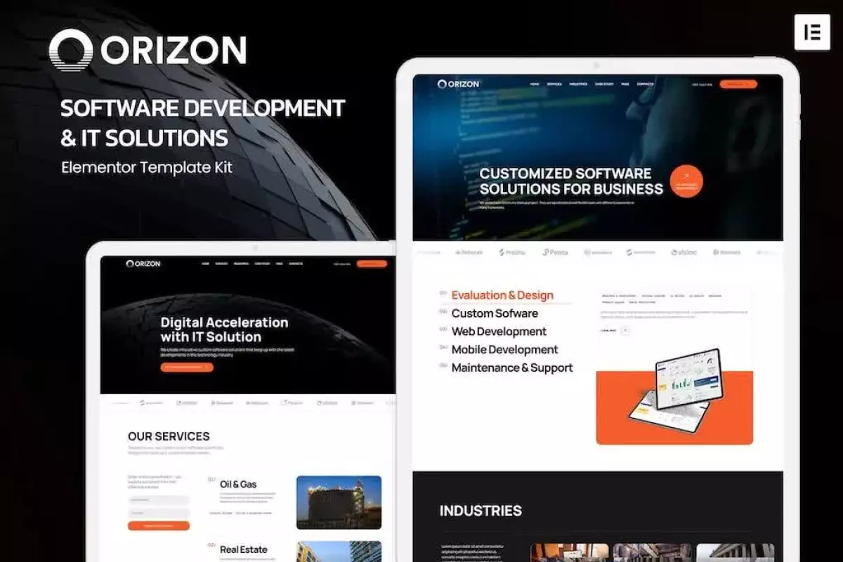 Orizon - Software Development &amp; IT Solutions Elementor Template