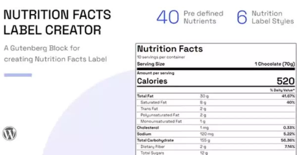 Nutrition Facts Label Creator (Gutenberg Block)