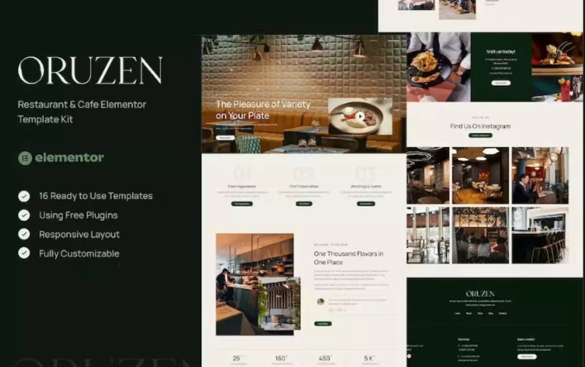 Oruzen – Restaurant &amp; Cafe Elementor Template Kit