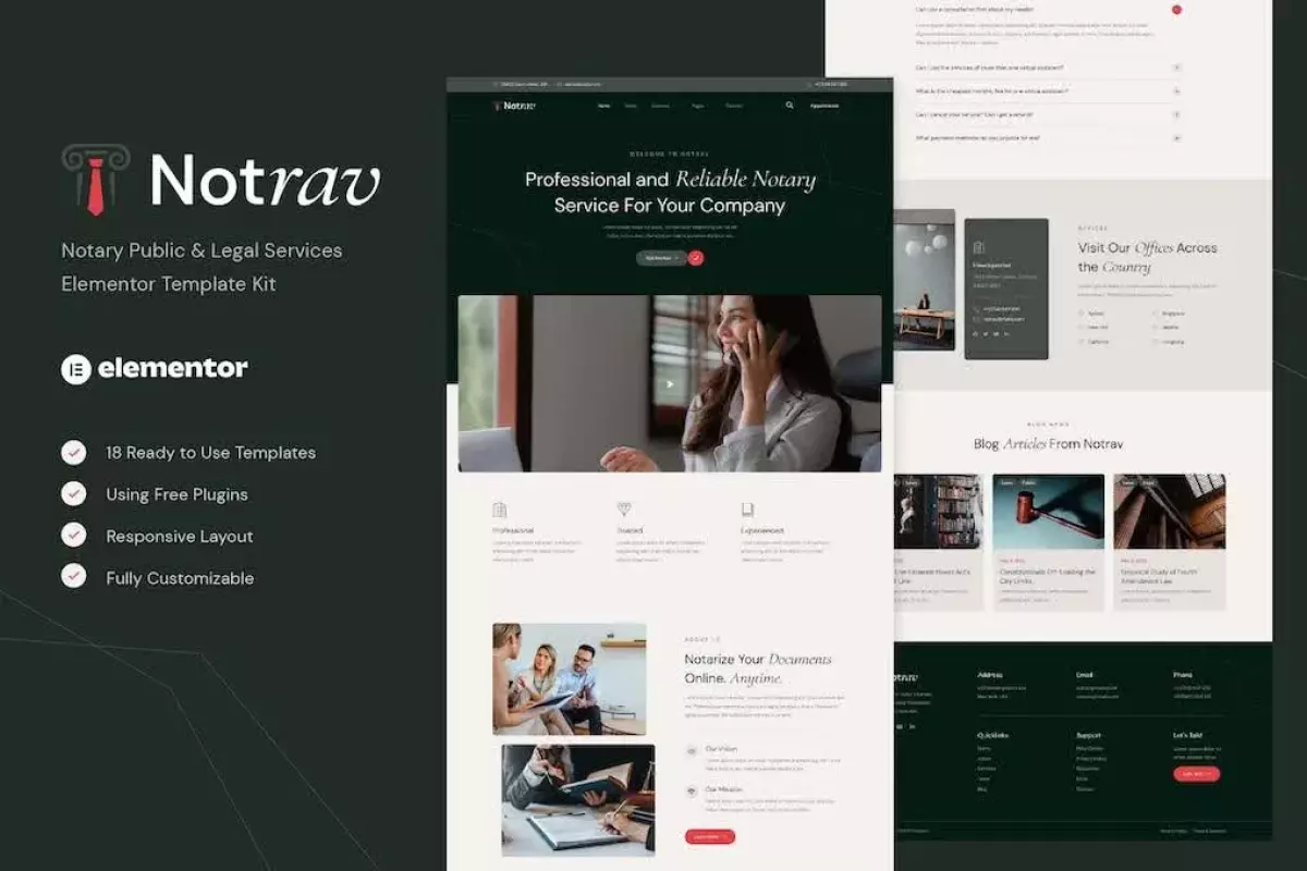 Notrav - Notary Public &amp; Legal Services Elementor Template